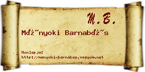 Mányoki Barnabás névjegykártya