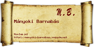 Mányoki Barnabás névjegykártya